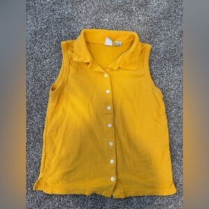 Basic essentials Yellow Sleeveless Button-Up Top size small